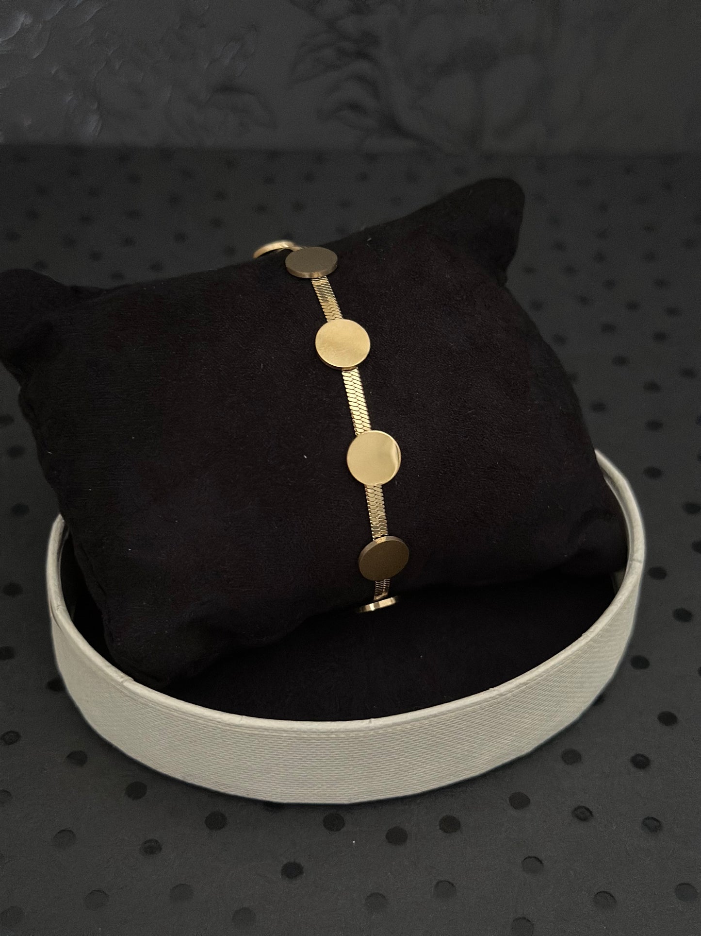 18K Gold Plated Disk Station Bracelet