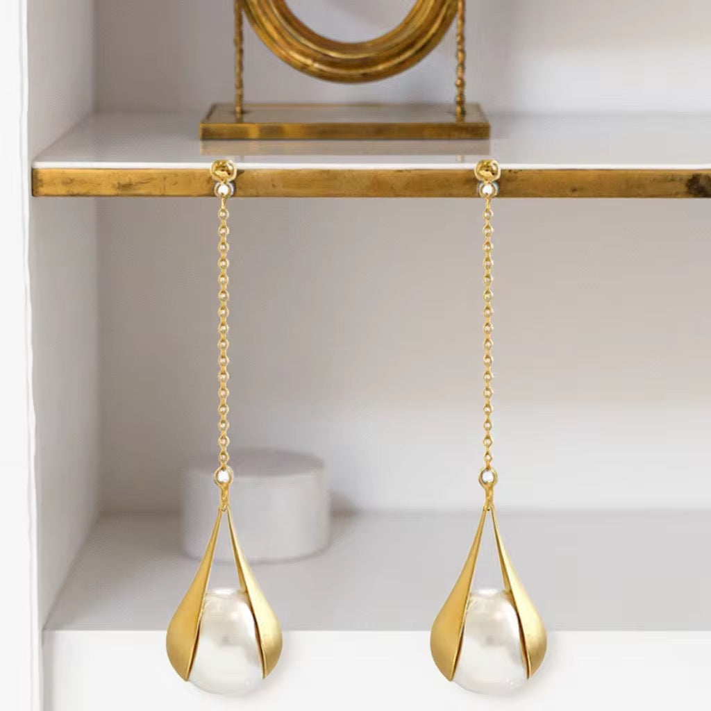 Gold Long Tassel Earrings