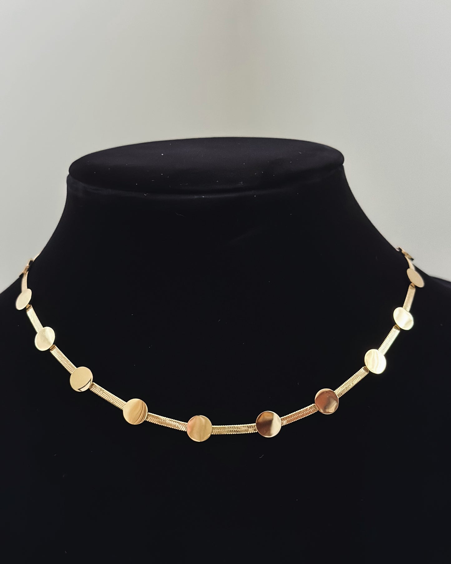 18K Gold Plated Disk Station Necklace