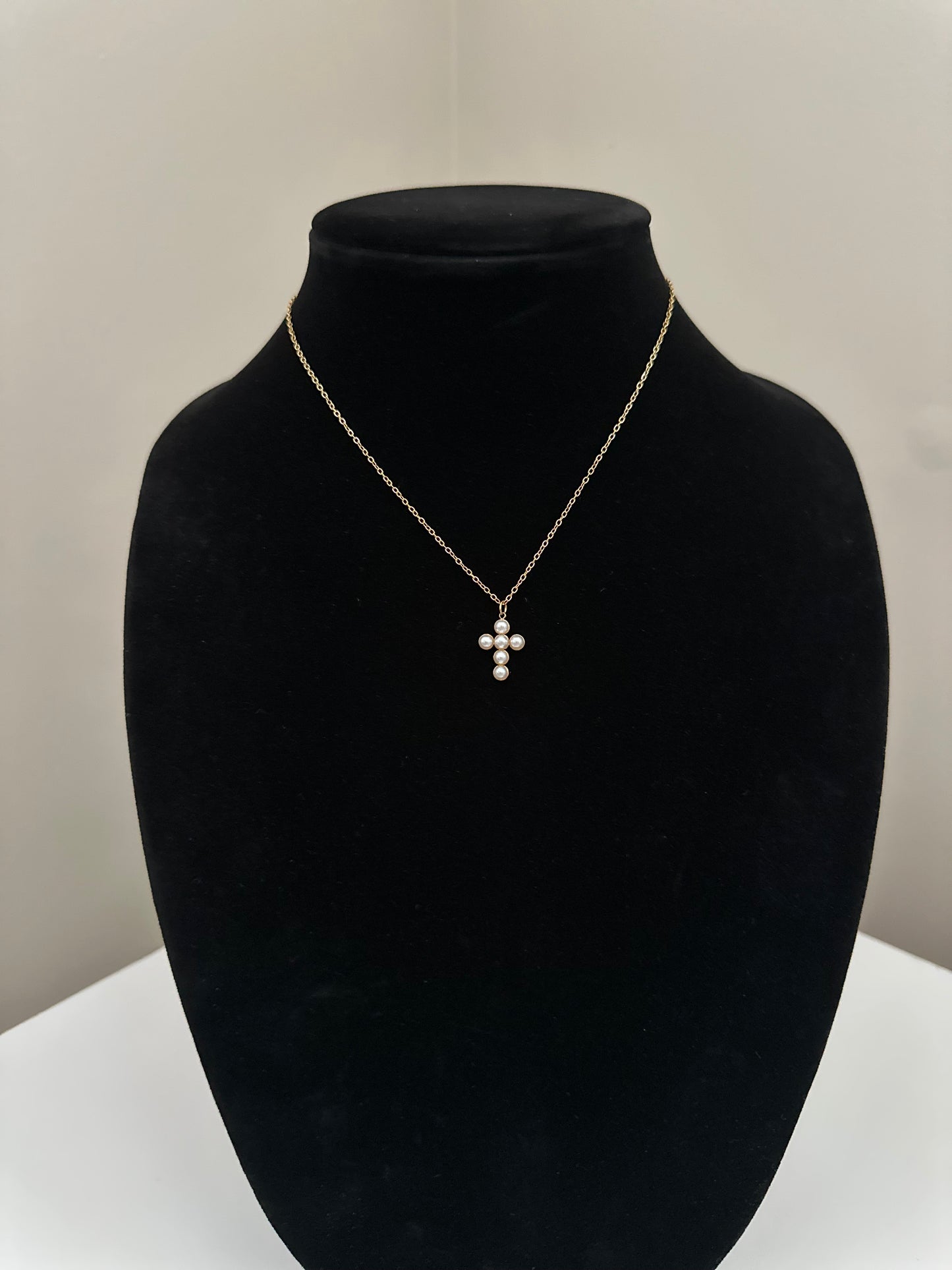 18K Gold Plated Pearl Cross Necklace