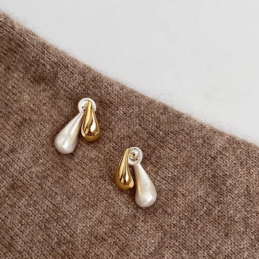 14K Water Drop Earrings Detachable Pearl Accent - 2 Way to Wear
