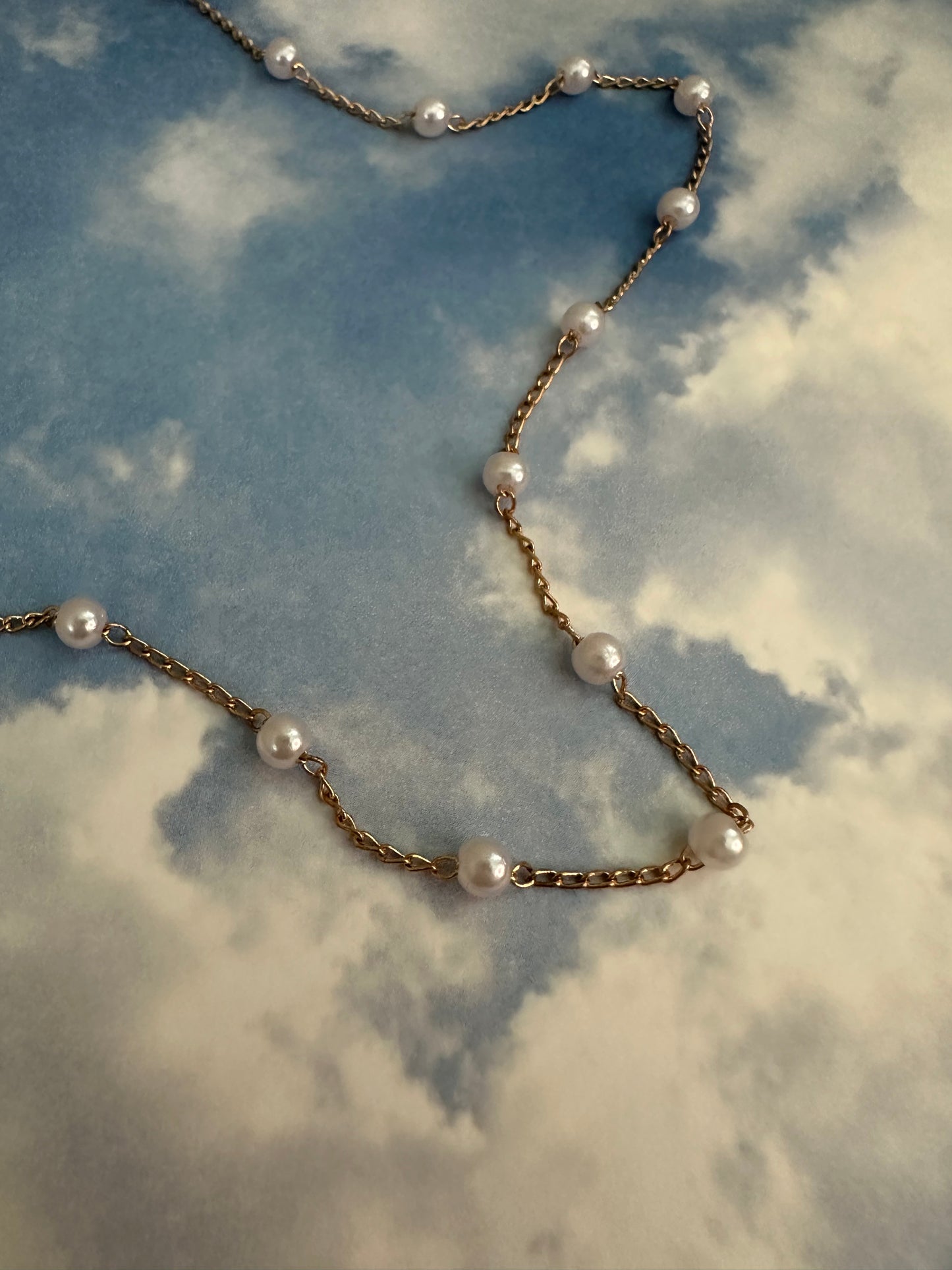 14K Plated Gold Beaded Perl Necklace/ Choker