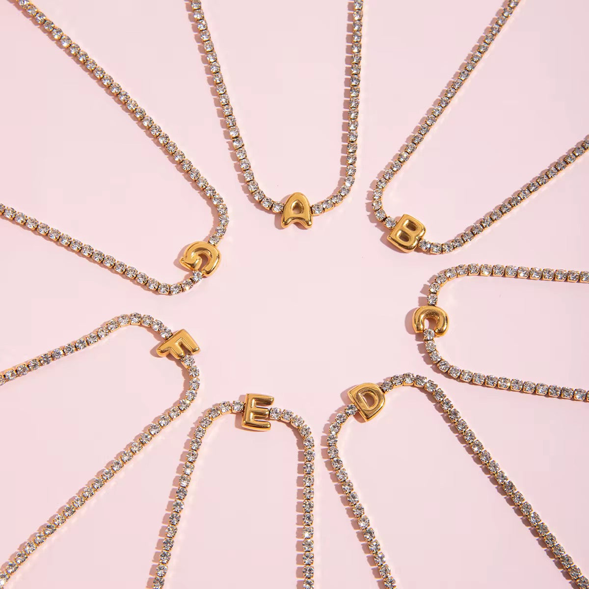 Gold Initial Tennis Bracelet