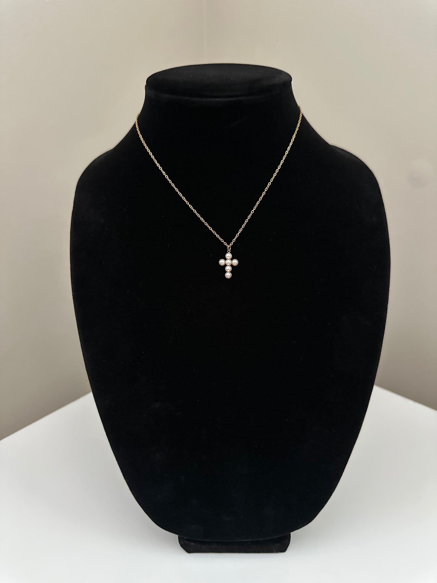 18K Gold Plated Pearl Cross Necklace
