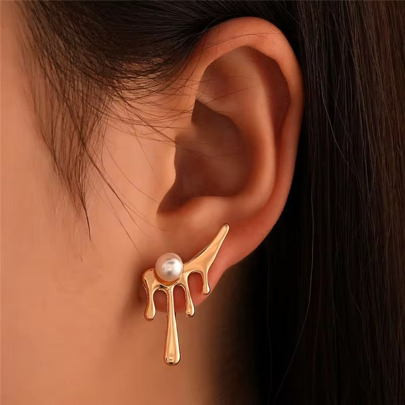 Melted Pearl Earrings - Abstract Statement Earrings