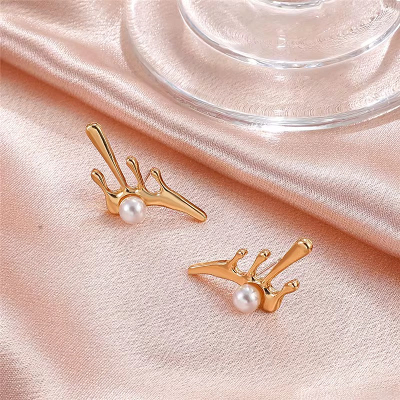 Melted Pearl Earrings - Abstract Statement Earrings