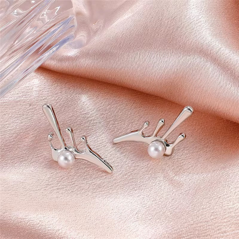 Melted Pearl Earrings - Abstract Statement Earrings