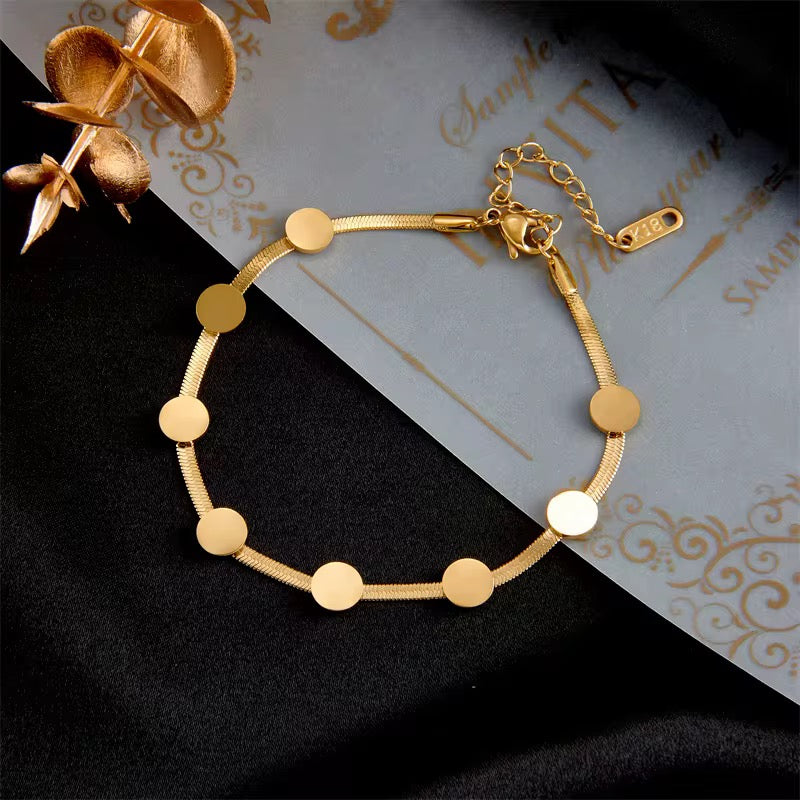 18K Gold Plated Disk Station Bracelet