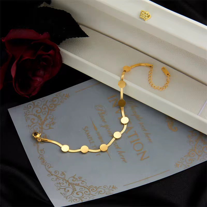 18K Gold Plated Disk Station Bracelet