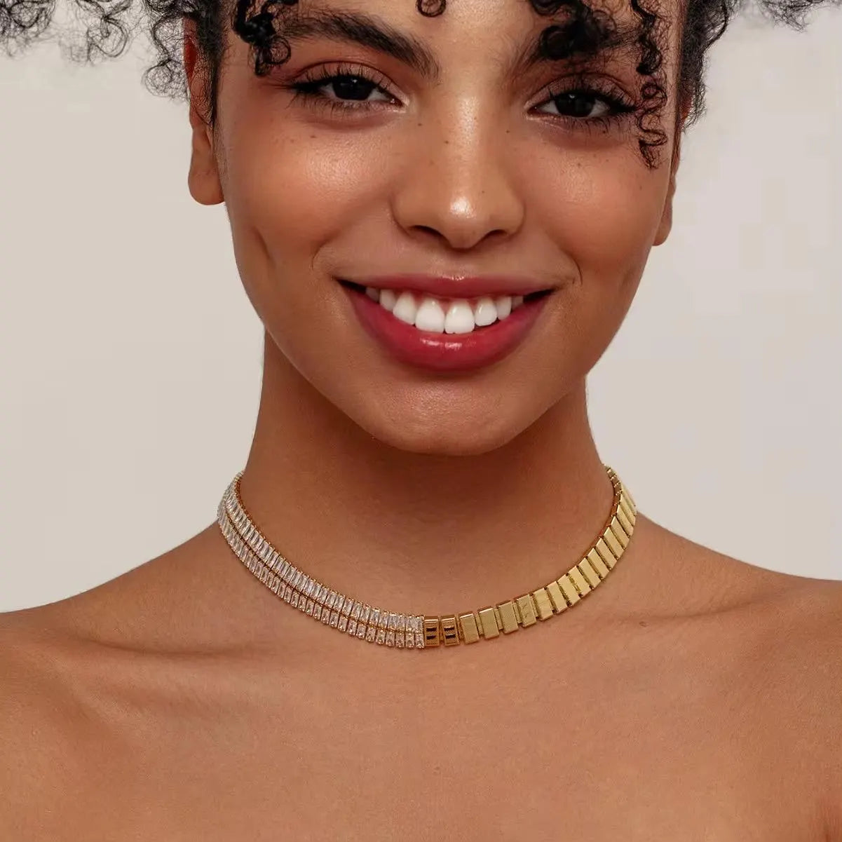 18K Gold Plated Fashion Tennis Necklace