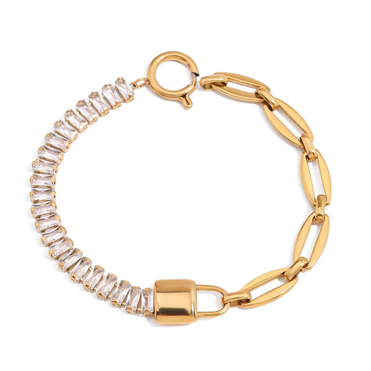Gold Baguette Chain Bracelet - Waterproof & Hypoallergenic