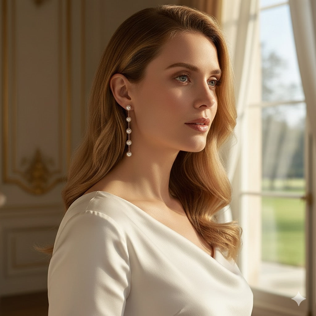 14K Gold Pearl Drop Earrings