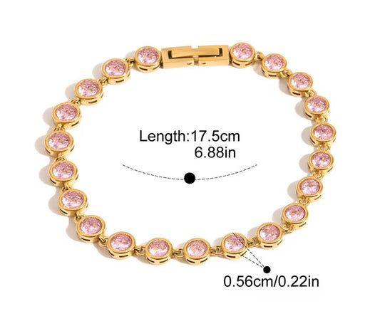 Pink Crystal Glow 14K Gold Tennis Bracelet