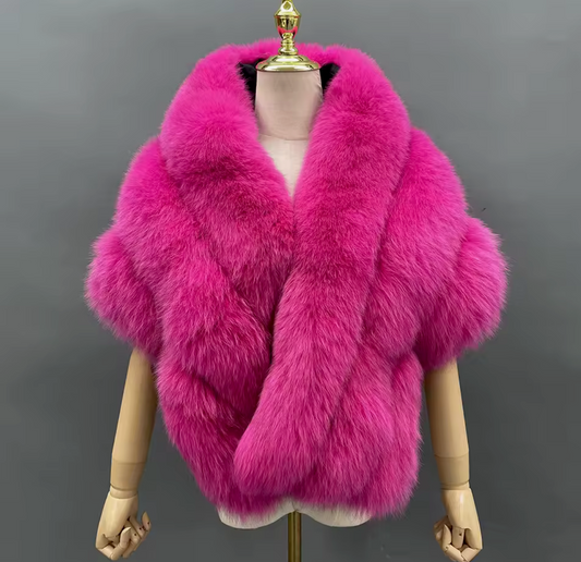Natural Fox Fur Oversized Wrap / Shawl