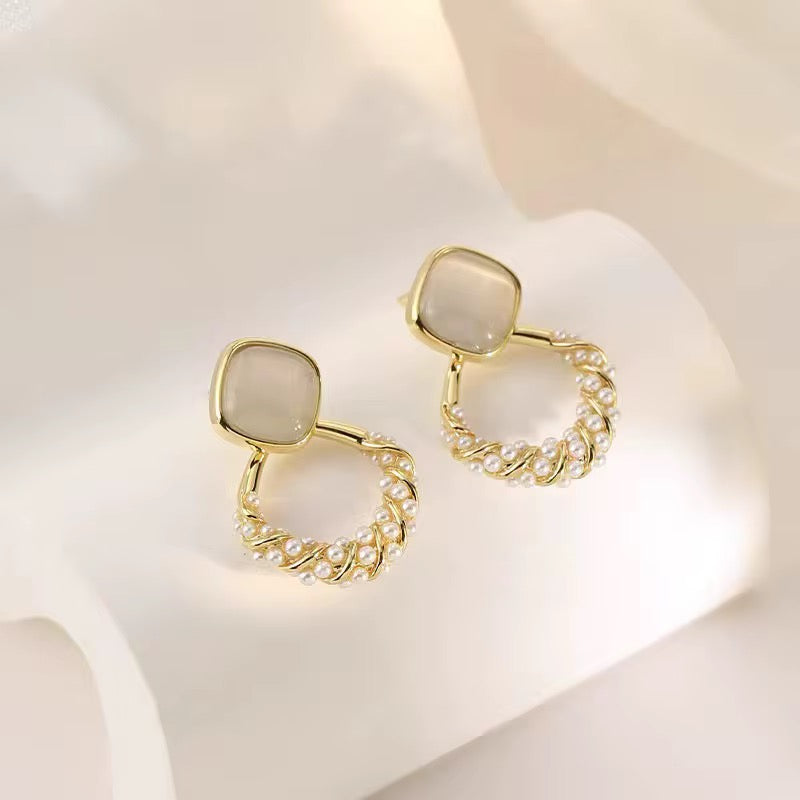 Aurora Opal Pearl Loop Earrings