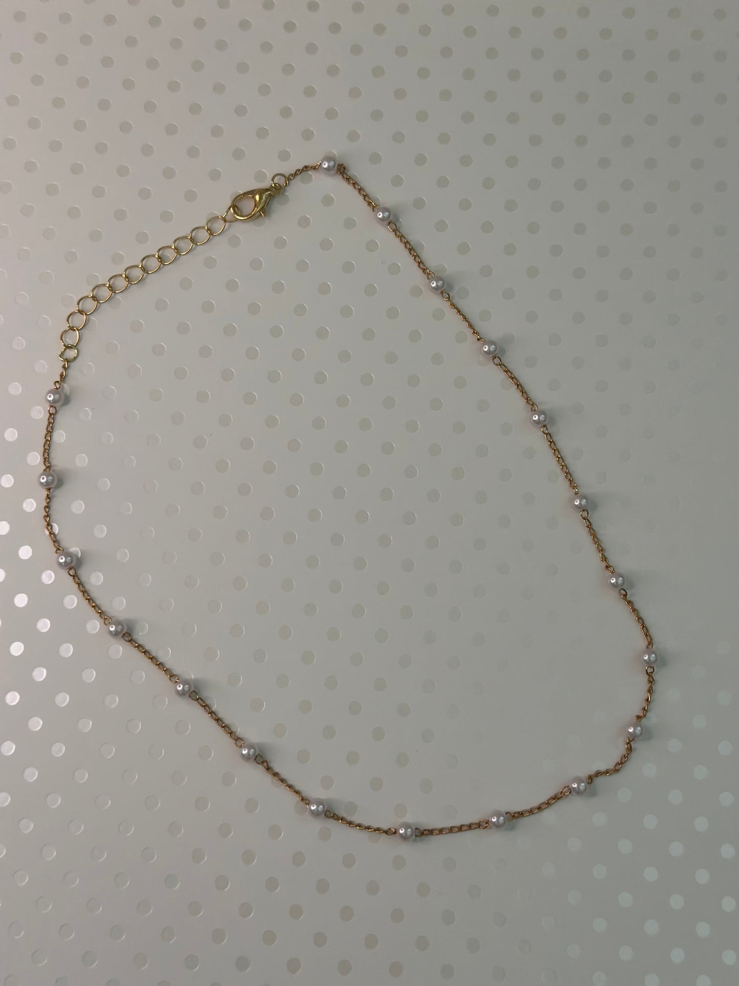 14K Plated Gold Beaded Perl Necklace/ Choker