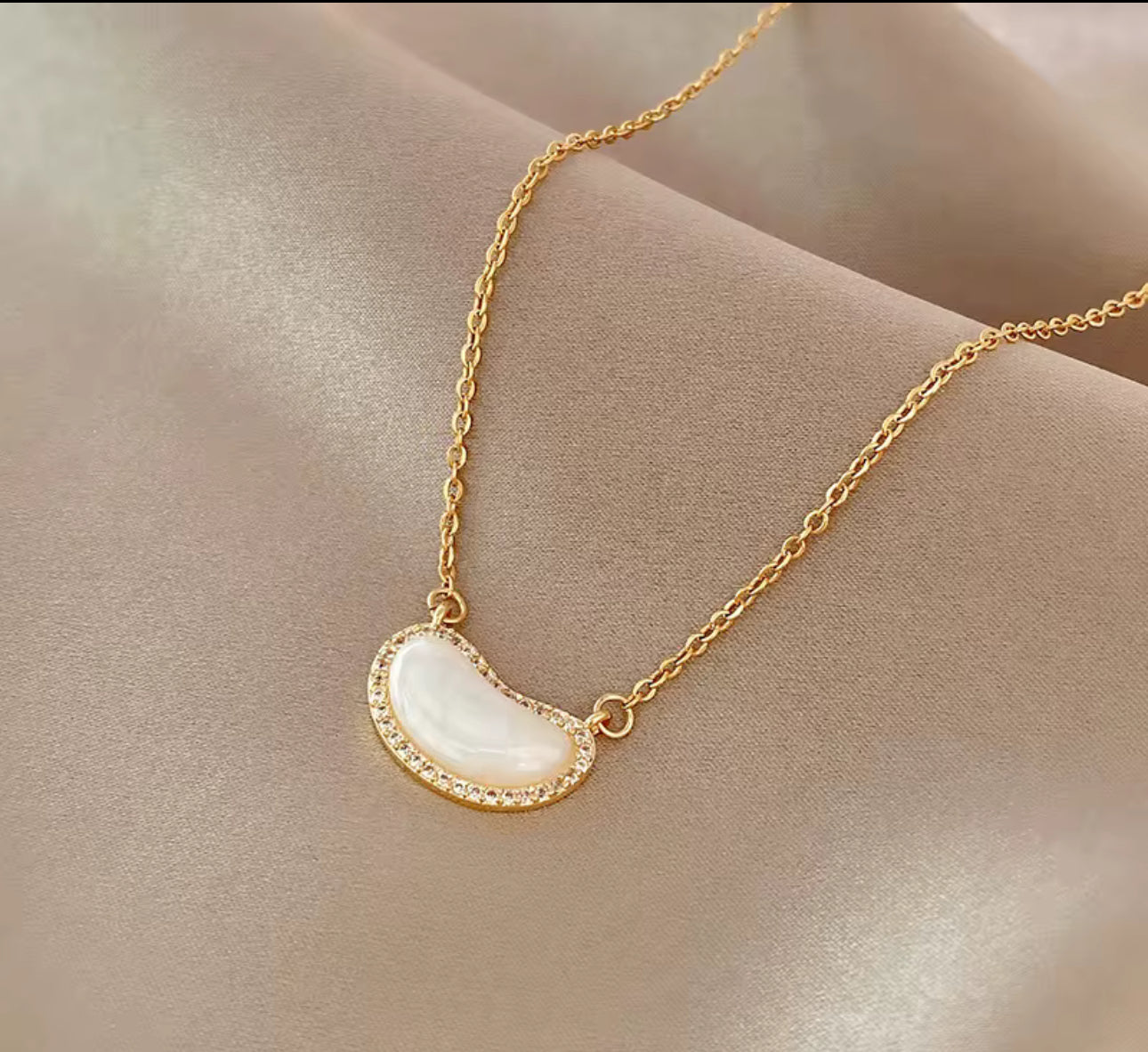 Mother-of-Pearl Crescent Necklace