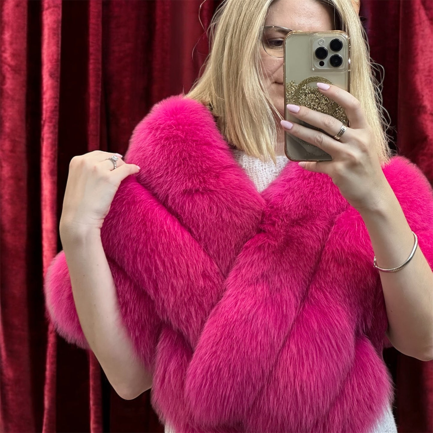 Natural Fox Fur Oversized Wrap / Shawl