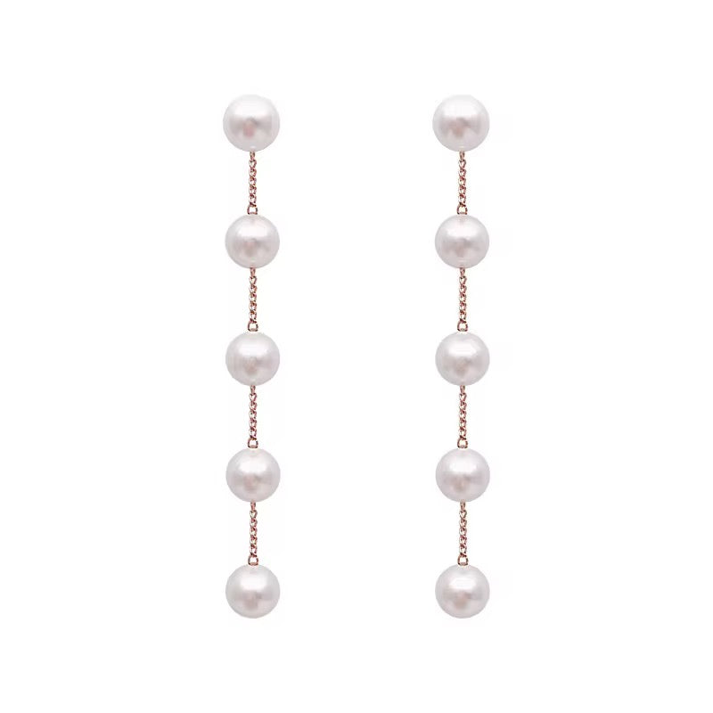14K Gold Pearl Drop Earrings