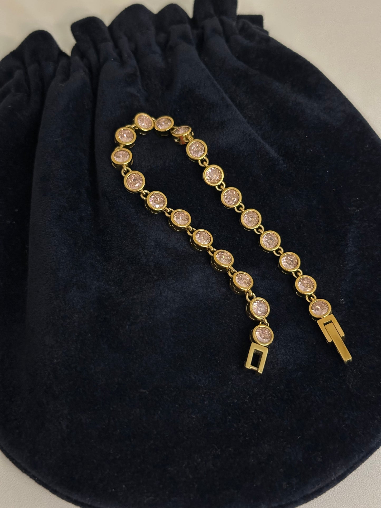 Pink Crystal Glow 14K Gold Tennis Bracelet