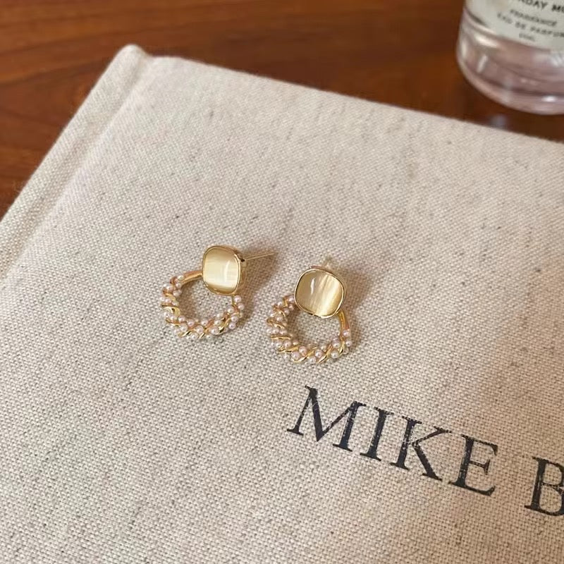 Aurora Opal Pearl Loop Earrings