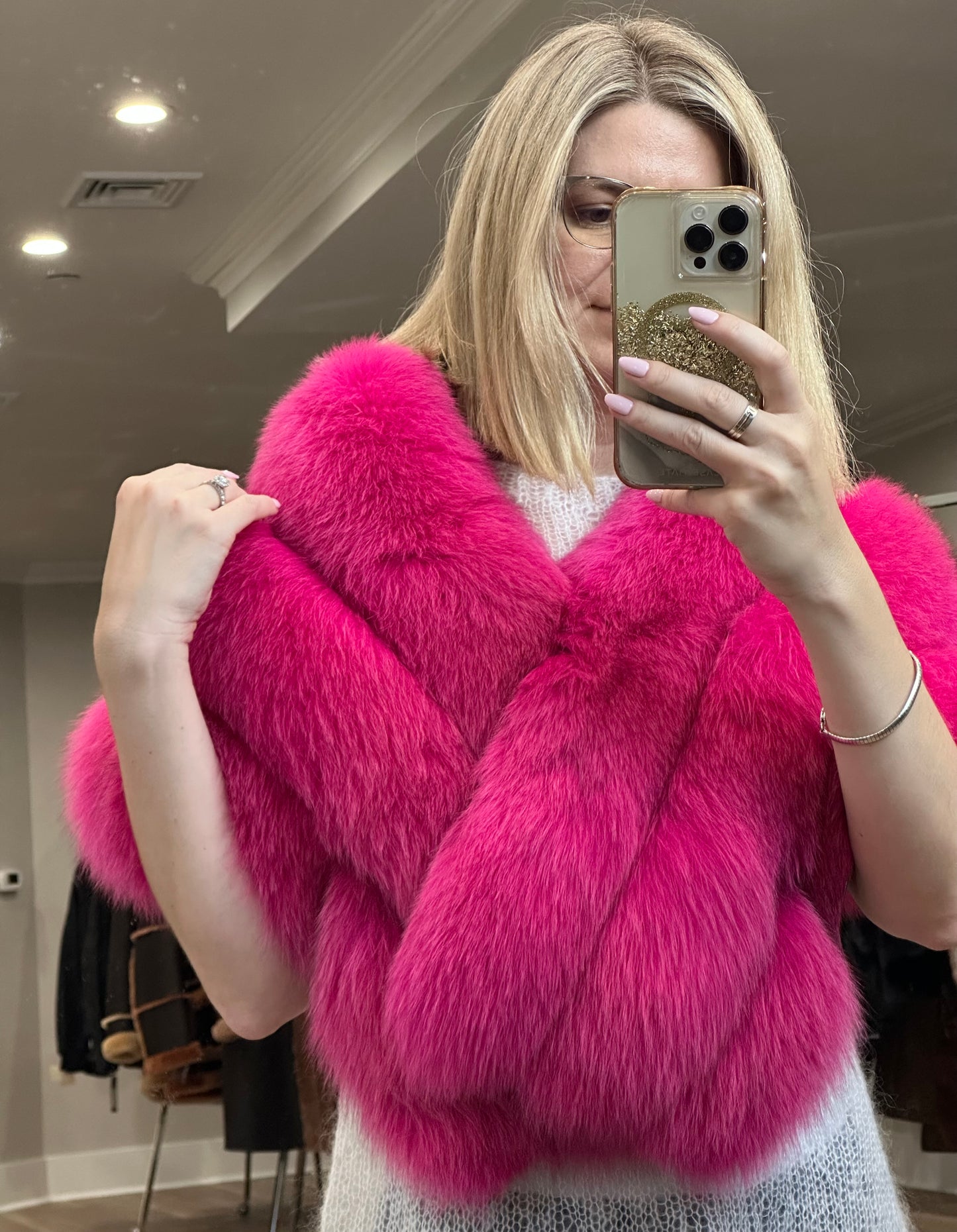 Natural Fox Fur Oversized Wrap / Shawl