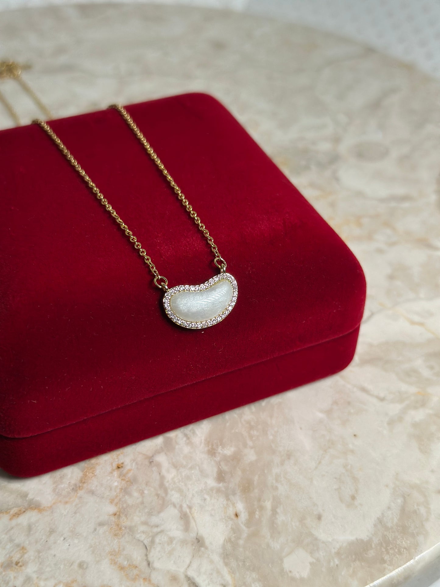 Mother-of-Pearl Crescent Necklace