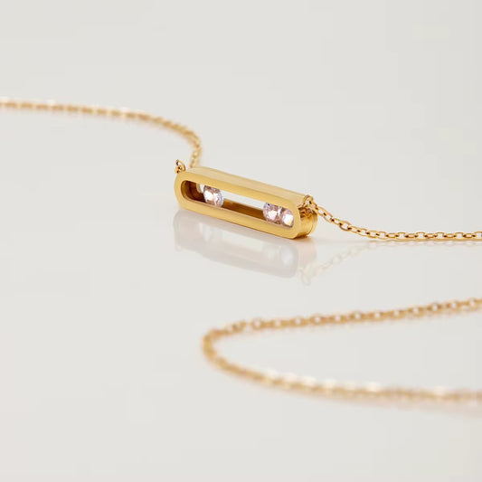 Floating Bar Necklace - Modern Elegance in Gold