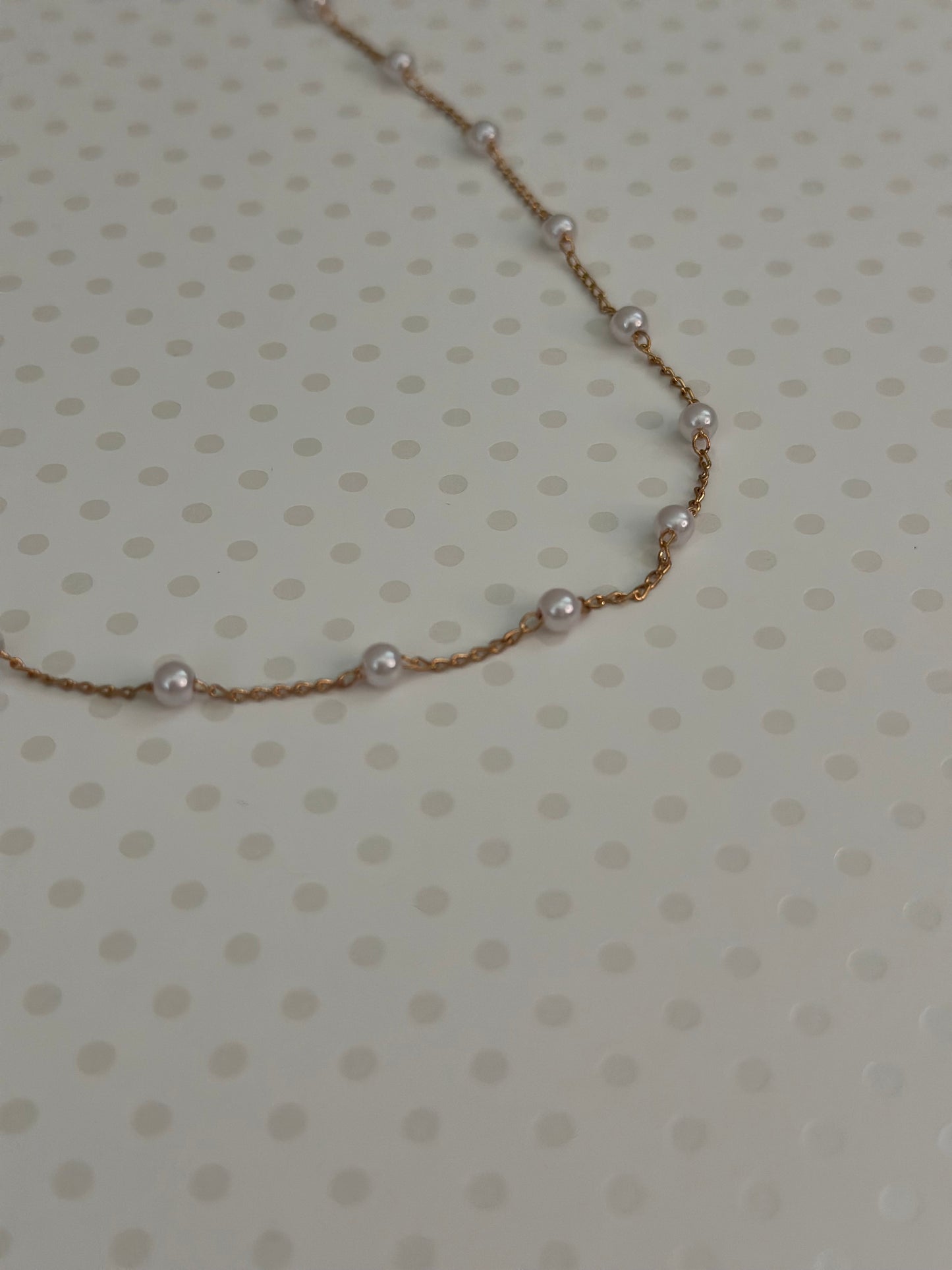 14K Plated Gold Beaded Perl Necklace/ Choker