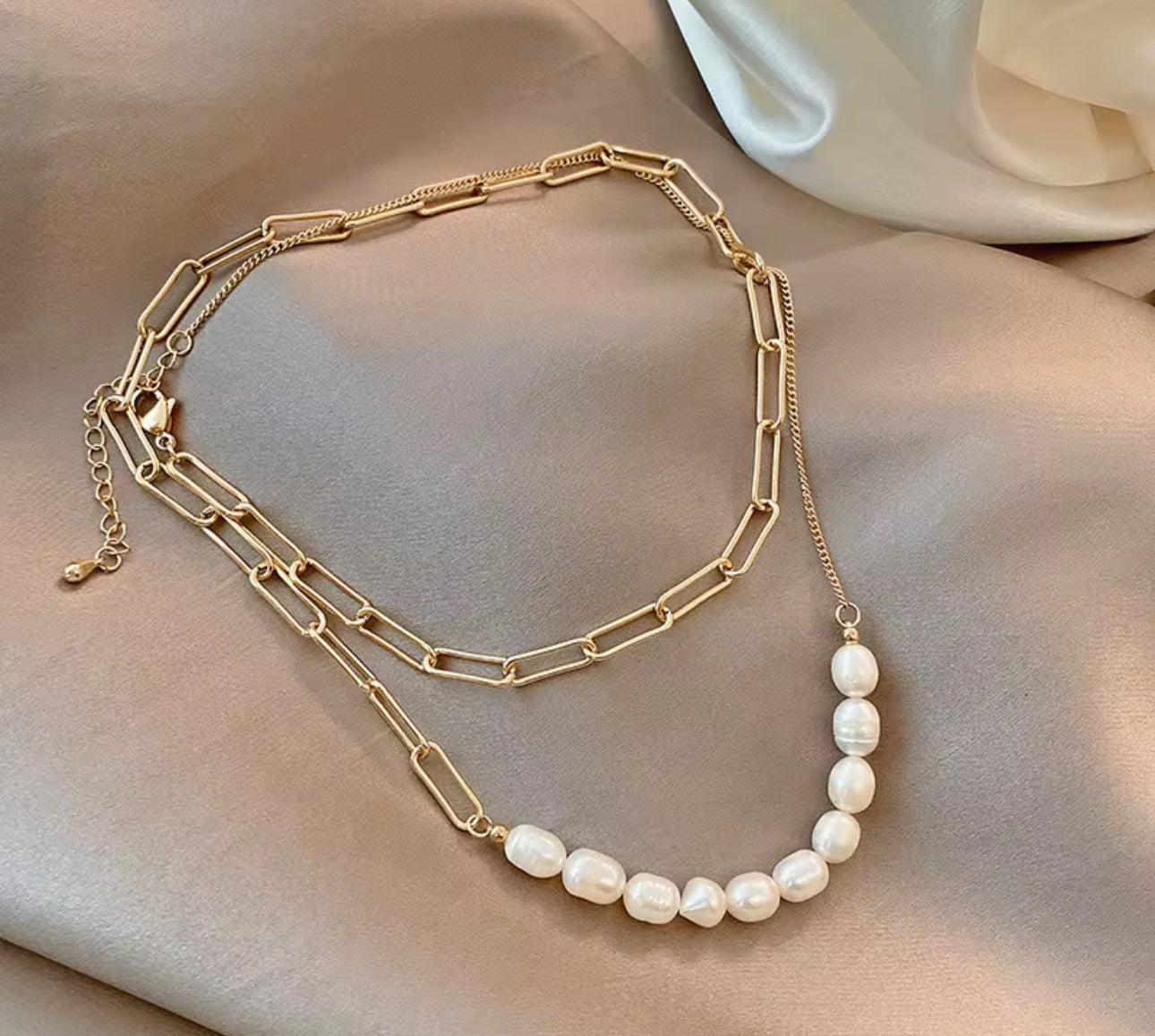 The Pearl Link Harmony Necklace - 14K Gold plated