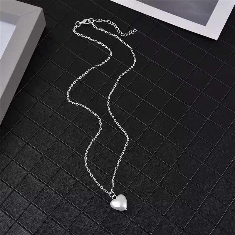 Heart Shaped Pearl Pendant Necklace