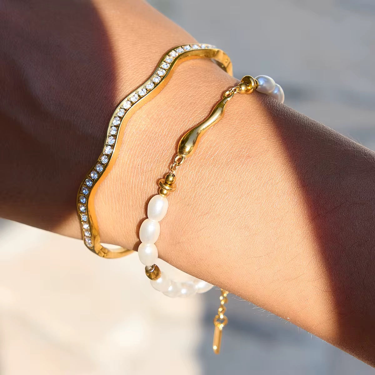 Pearl Link Bracelet in 18K Gold