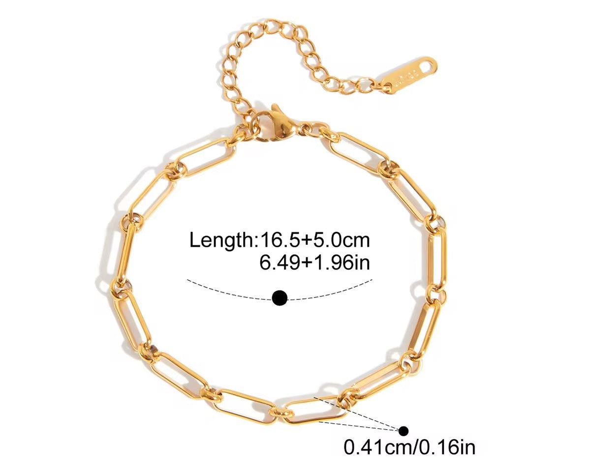 18K Gold Plated Paperclip Bracelet