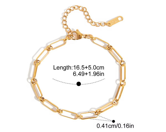 18K Gold Plated Paperclip Bracelet