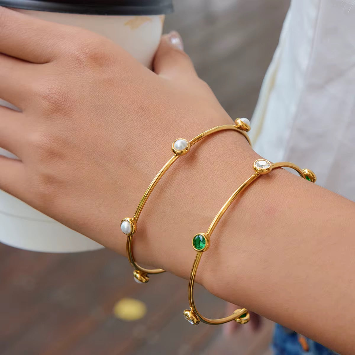 Pearl Bangle Bracelet