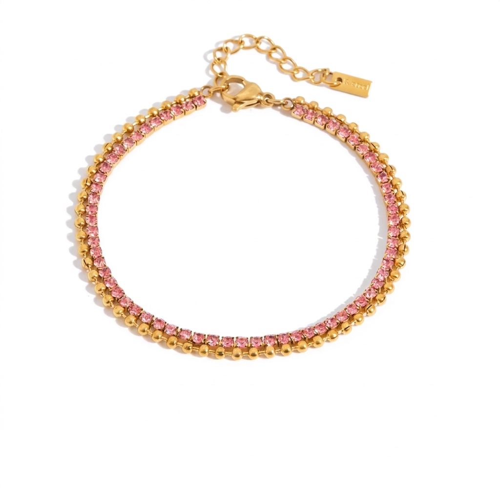 18K Blush Two Layer Tennis Bracelet