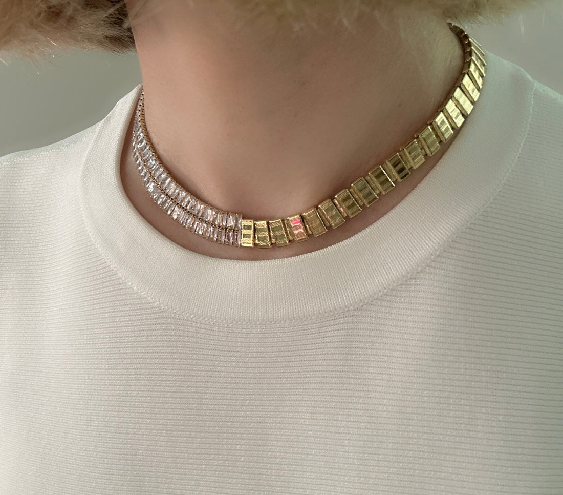 18K Gold Plated Fashion Tennis Necklace