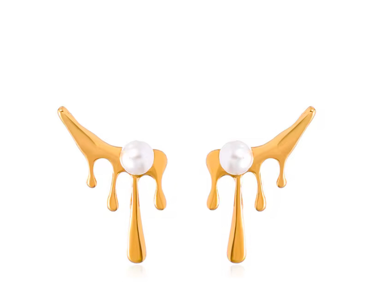 Melted Pearl Earrings - Abstract Statement Earrings