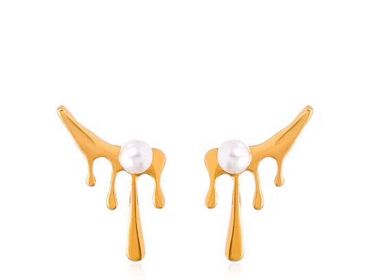 Melted Pearl Earrings - Abstract Statement Earrings