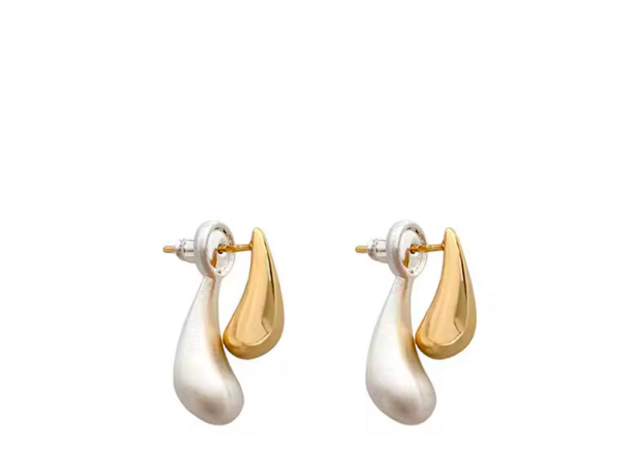 14K Water Drop Earrings Detachable Pearl Accent - 2 Way to Wear