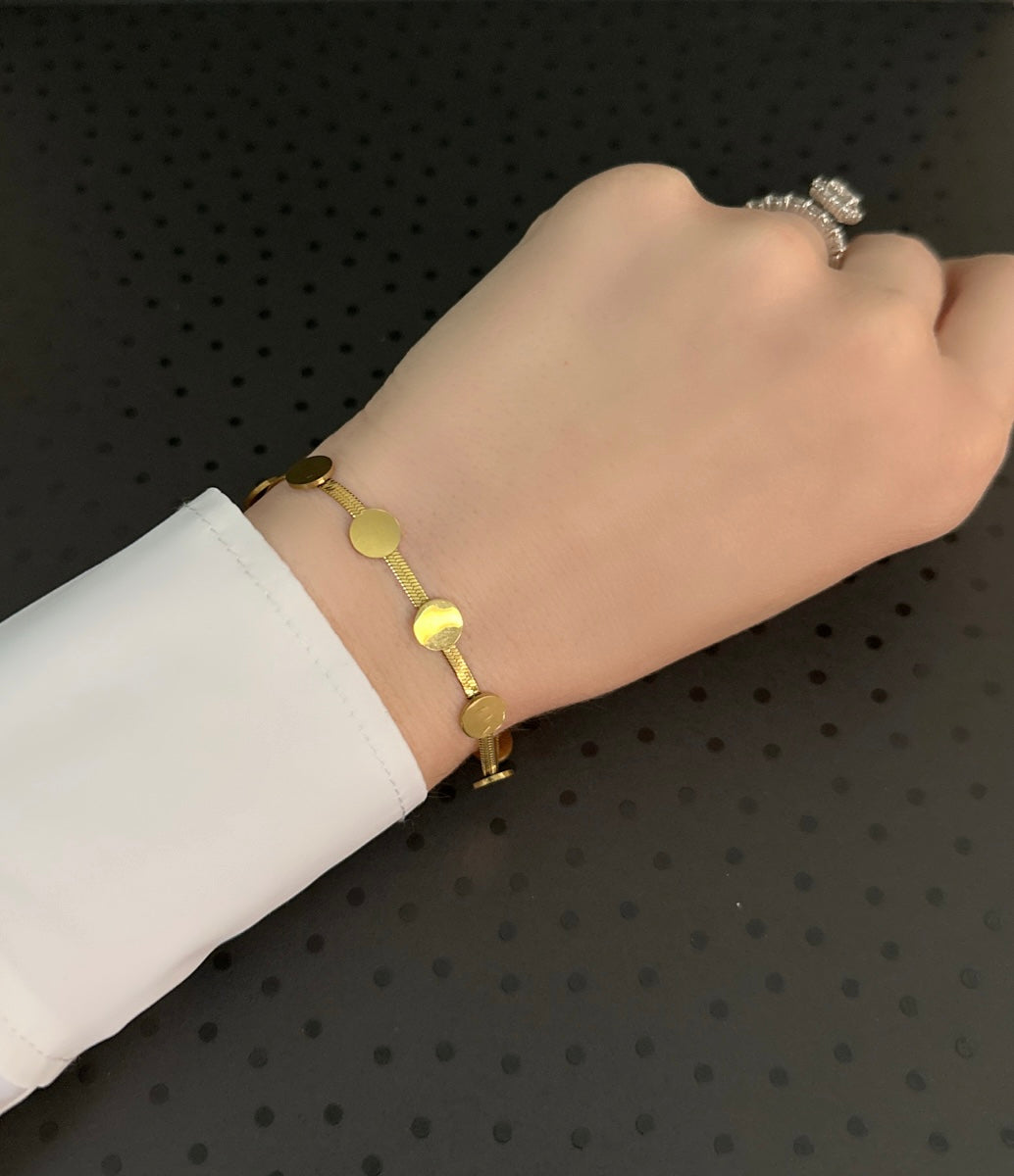 18K Gold Plated Disk Station Bracelet