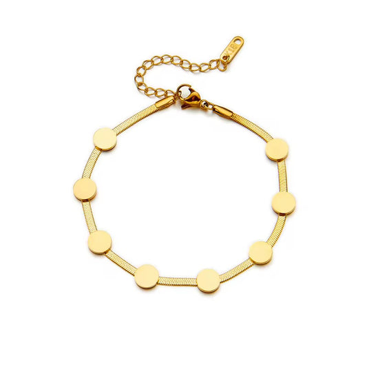 18K Gold Plated Disk Station Bracelet